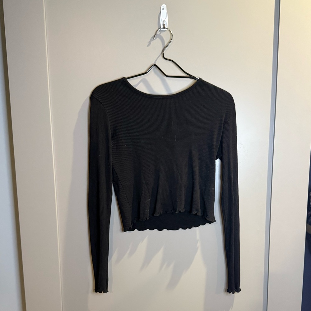 Altar'd State Black Ribbed Crew Neck Sweater